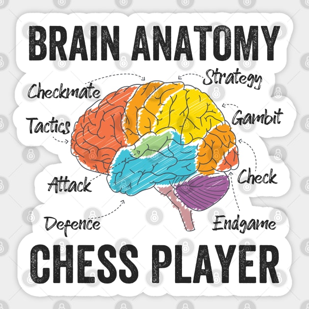 Chess - Brain Anatomy Of A Chess Player Sticker by Kudostees